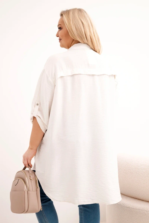 38276_2 Moteriška Plus Size šilkinė palaidinė su ilgesne nugara bežinė - Image 3