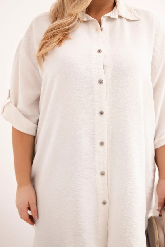 38276_3 Moteriška Plus Size šilkinė palaidinė su ilgesne nugara bežinė - Image 4