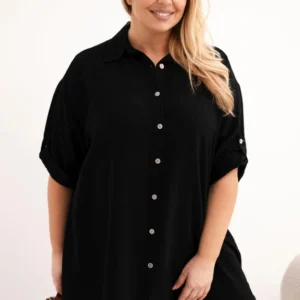 Moteriška Plus Size palaidinė iš viskozės su ilgesniu nugaros kirpimu