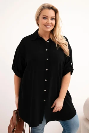 Moteriška Plus Size palaidinė iš viskozės su ilgesniu nugaros kirpimu
