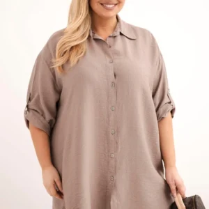 Moteriška Plus Size marškiniai iš viskozės su ilgesne nugara fango