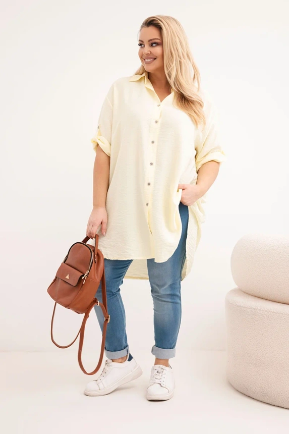 38281_1 Moteriška Plus Size viskozės marškiniai su ilgesne nugara - Image 2