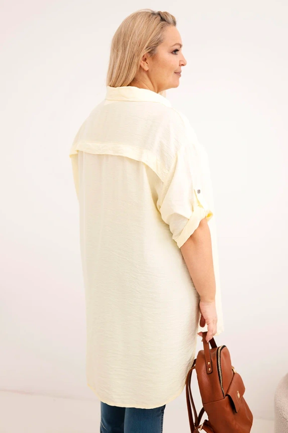 38281_2 Moteriška Plus Size viskozės marškiniai su ilgesne nugara - Image 3