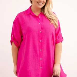 Moteriška Plus Size viskozės marškiniai su ilgesne nugara