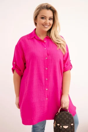 Moteriška Plus Size viskozės marškiniai su ilgesne nugara