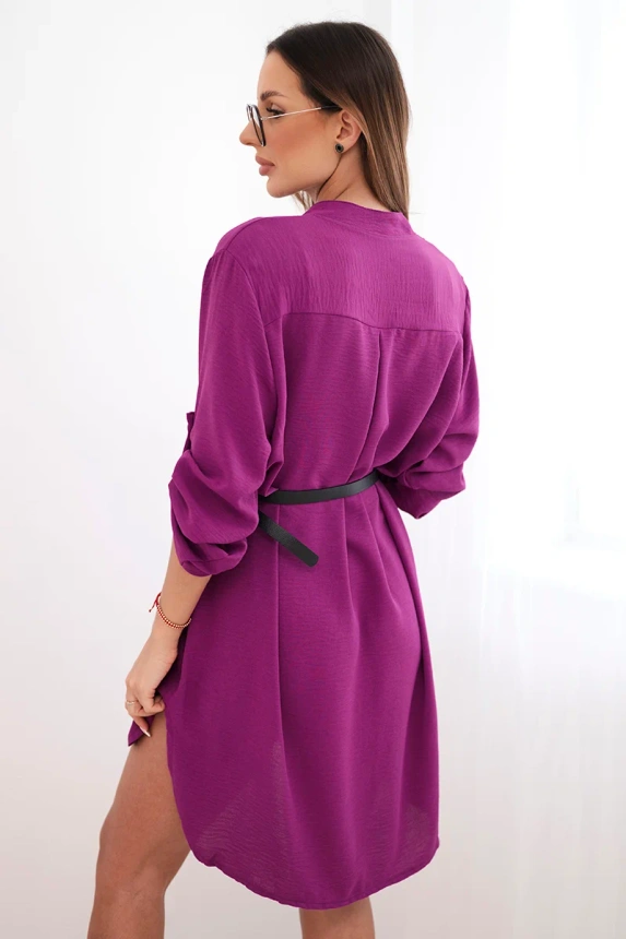 38300_2 Suknelė su ilgesniu nugara ir diržu tamsiai - Image 3