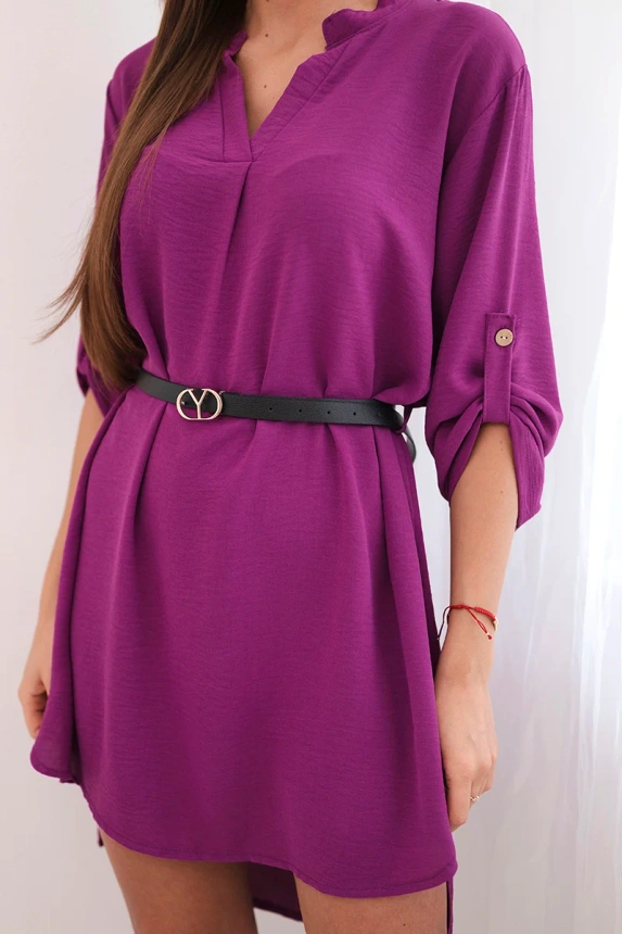 38300_4 Suknelė su ilgesniu nugara ir diržu tamsiai - Image 4