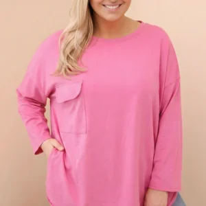 Moteriška Plus Size marškinėliai su medvilne, kišenė ir surišamomis rankovėmis