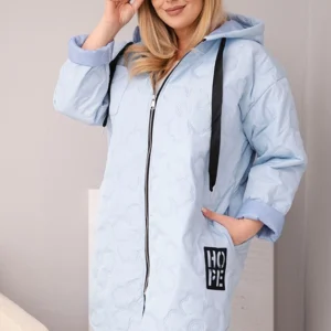 Moteriška Plus Size pamušalu striukė su kapišonu ir užrašu HOPE