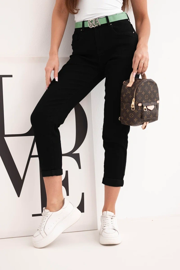 38367_3 Moteryški džinsai mom fit su aukštu liemeniu ir diržu