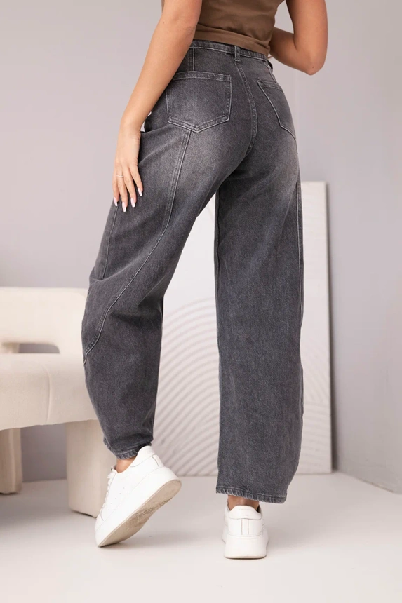 38369_2 Moteriškos kelnės Wide Leg su aukštu liemeniu ir išblukimo efektu - Image 3