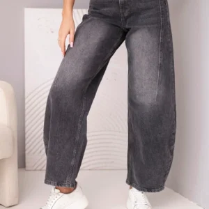 Moteriškos kelnės Wide Leg su aukštu liemeniu ir išblukimo efektu