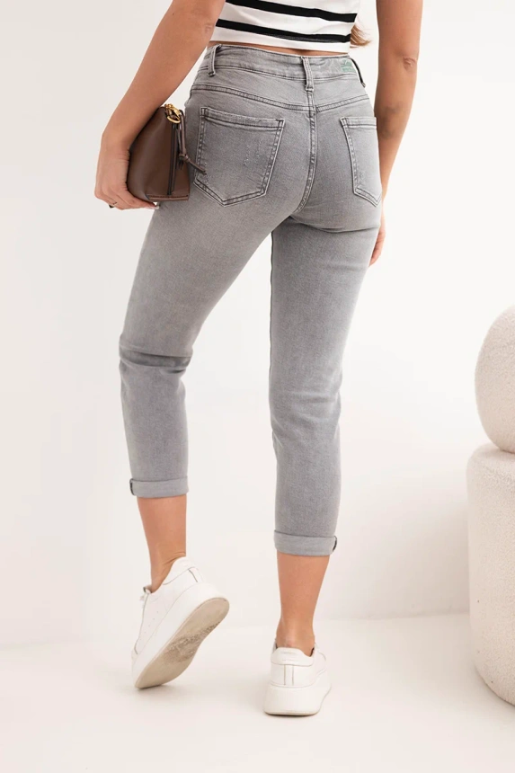 38370_2 Moteriškos kelnės Mom Fit su aukštu liemeniu ir dekoratyviu pakabuku - Image 5