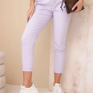 Moteriškos pavasarinės Boyfriend kelnės su aukštu liemeniu ir diržu M.Sara