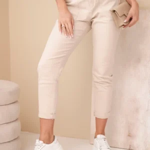 Moteriškos kelnės Skinny su aukštu liemeniu ir diržu M.sara bežinės