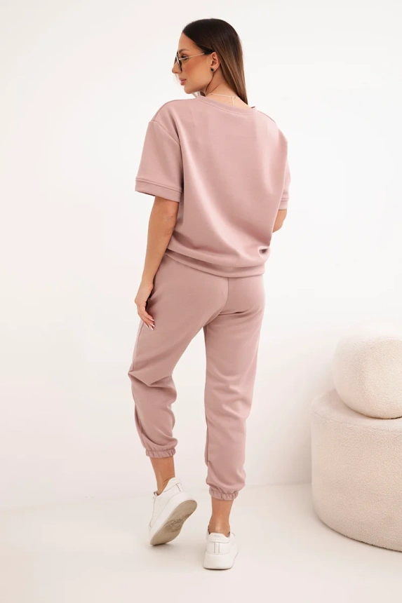 38394_2 Moteriškas iš viskozės su trumpomis rankovėmis ir kelnėmis tamsi - Image 3