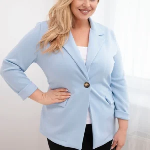 Moteriška viskozinė striukė Plus Size su ilgomis rankovėmis ir apykakle