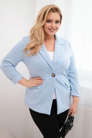 Moteriška viskozinė striukė Plus Size su ilgomis rankovėmis ir apykakle