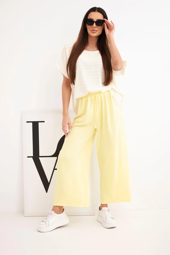 38420_1 Moteriškas viskozės su juostuota palaidine ir plačiomis kelnėmis su gumyte - Image 2