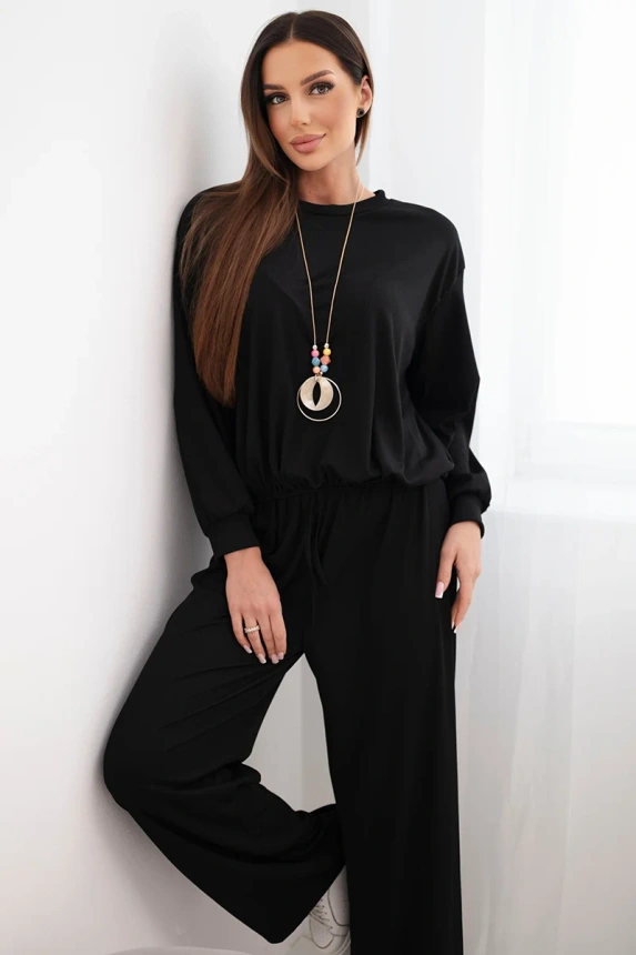 38428_3 Moteriškas , vizkozė, palaidinė su pakabuku ir plačios kelnės