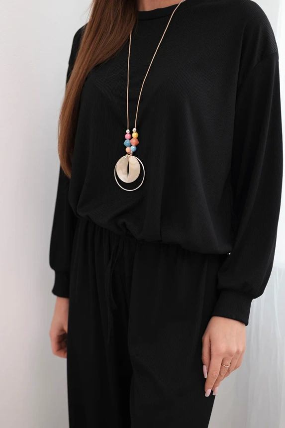 38428_4 Moteriškas , vizkozė, palaidinė su pakabuku ir plačios kelnės - Image 4