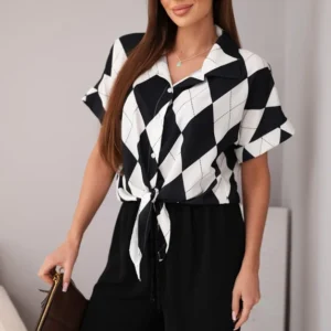 Moteriškas , vizkozės marškiniai su raišteliu ir kelnės su guma