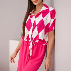 Moteriškas , vizkozė, marškiniai su rišimu ir kelnės su guma