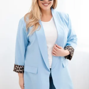 Moteriška Plus Size švarkas su pamušalu leopardiniu