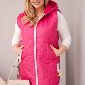 Moteriška Plus Size liemenė su gobtuvu ir gėlėmis