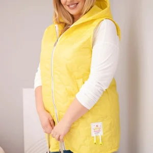 Moteriška Plus Size liemenė su kapišonu ir gėlėmis