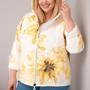 Pavasarinė moteriška striukė Plus Size su gėlių raštu