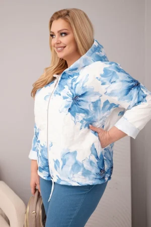Pavasarinė moteriška striukė Plus Size su gėlių raštu
