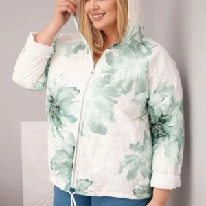 Pavasarinė moteriška striukė Plus Size su gėlių raštu