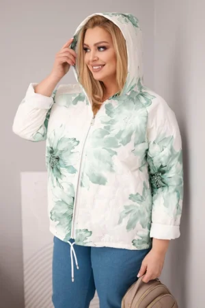 Pavasarinė moteriška striukė Plus Size su gėlių raštu