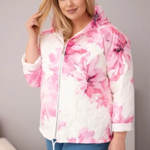 Pavasarinė moteriška striukė Plus Size su gėlių raštu šviesiai