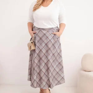 Moteriška Plus Size sijonas su plačiu apačia languotas