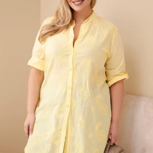 Moteriška suknelė Plus Size su siuvinėjimu ir pasukamu rankoviu