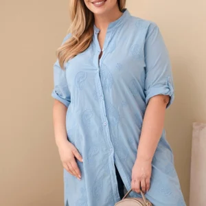 Moteriška Plus Size suknelė su siuvinėjimu ir suknelems rankovėmis