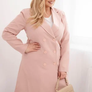 Damska Plus Size dvigubė paltas su apykakle tamsiai