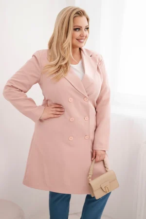 Damska Plus Size dvigubė paltas su apykakle tamsiai