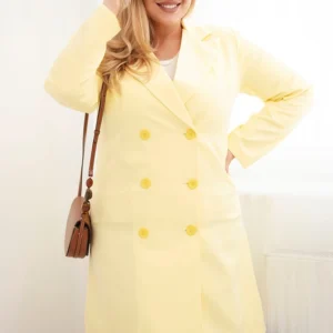 Moteriškas Plus Size dviejų eilučių paltas su apykakle