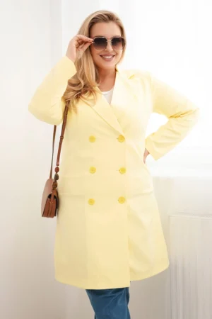 Moteriškas Plus Size dviejų eilučių paltas su apykakle