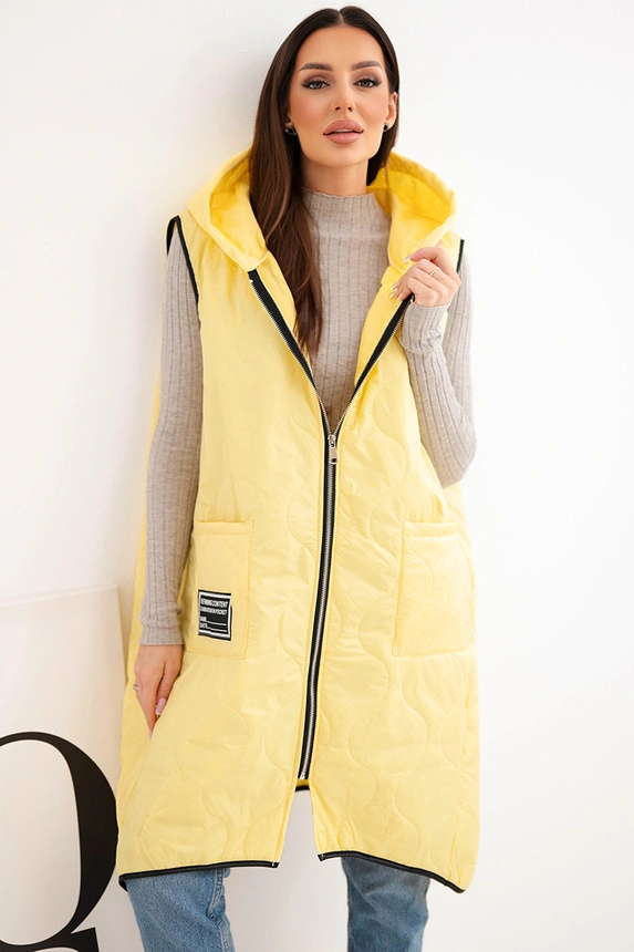 38591_1 Moteriška pamušaluota liemenė Plus Size su gobtuvu, užsegama užtrauktuku