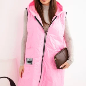 Moteriška pamušalu liemenė Plus Size su kapišonu, užsegama ant užtrauktuko cukraus