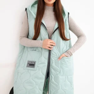 Moteriška pamušaluota liemenė Plus Size su gobtuvu, užsegama užtrauktuku