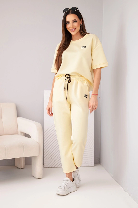 38695_1 Moteriškas viskozės su trumpomis rankovėmis ir kelnių su užlenktais šonais