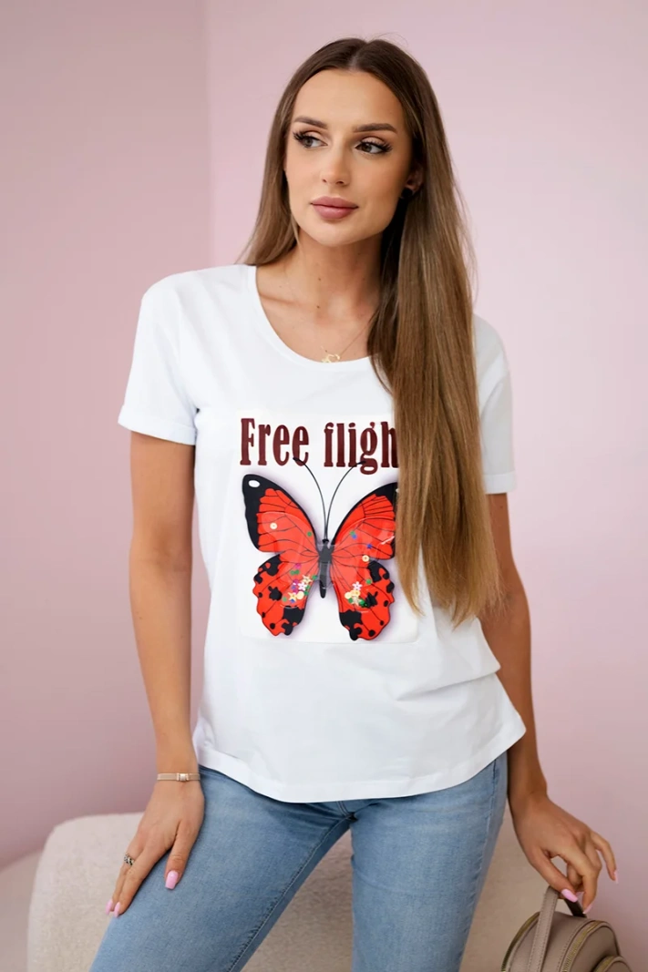 14861_1 Palaidinė trumpomis rankovėmis su drugeliu - Image 2