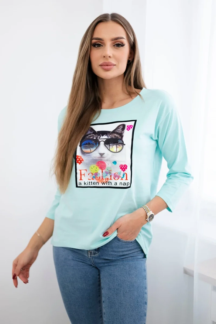 16939_1 Palaidinė su 3D katės grafika - Image 2