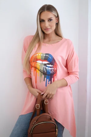 Plus Size palaidinė su lūpų raštu