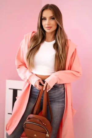 Plus Size ilga striukė su gobtuvu